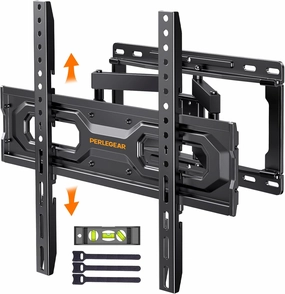 Perlegear Full Motion TV Wall Mount for 26-65 inch TVs, TV Bracket Supports Swivel Articulating Level Extension Tilt Arms, Max VESA 400x400mm up to 99lbs, 16" Wood Studs, PGMFK4 speaker wall mount,audio bracket,AV wall mounting,