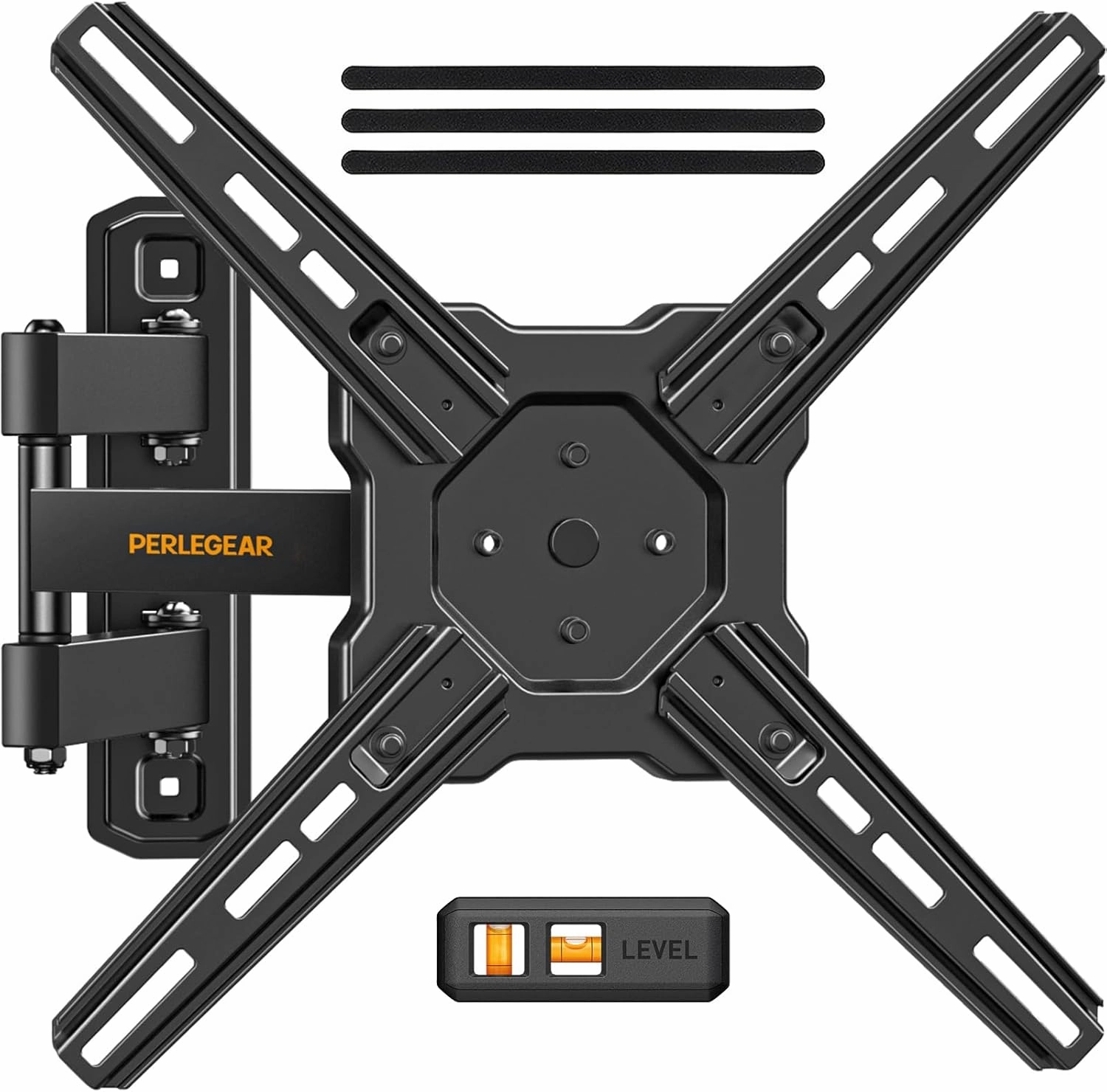 Perlegear Full Motion TV Wall Mount for Most 2650 Inch TVs, Max VESA 300 x 300mm, TV Monitor Wall Mount Bracket with Rotation, Swivel, Tilt, Extension and Leveling Adjustment, Holds up to 55 lbs speaker wall mount,audio bracket,AV wall mounting,