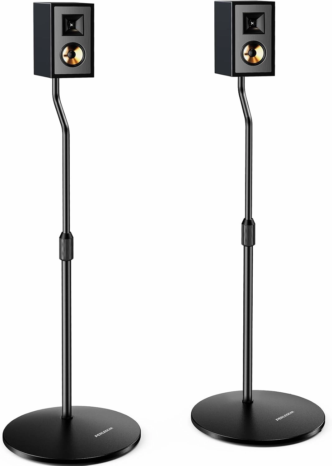 Perlegear Speaker Stand Pair, 28 to 38 Height Adjustable Surround Sound Speaker Stands for Small Bookshelf, Satellite Speakers, and Studio Monitors up to 5lbs, Tool-Free Floor Speaker Stand, PGSS11 speaker stands,monitor stands,floor speaker holders,