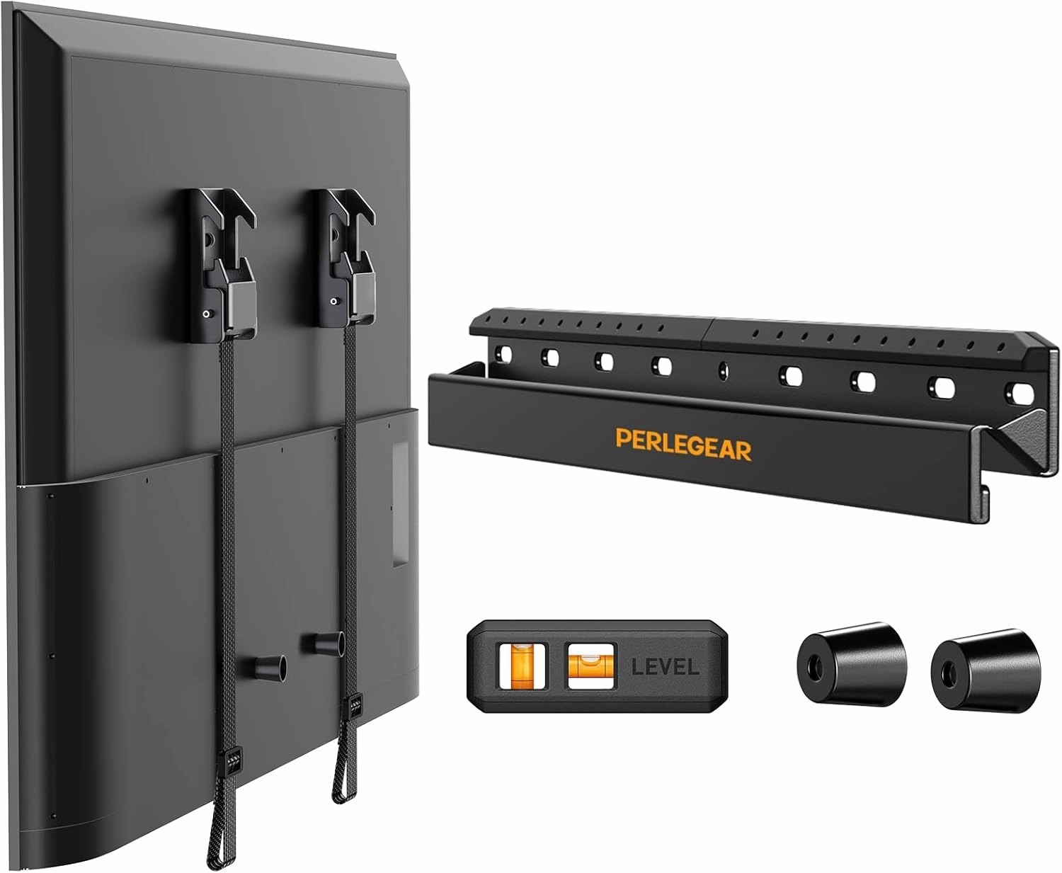 Perlegear Studless TV Wall Mount for Most 24-55 Inch TVs up to 100 lbs, No Stud TV Mount, Drywall TV Bracket with Max VESA 400x400mm, No Drill, Easy Install, Low Profile, PGMT7 speaker wall mount,audio bracket,AV wall mounting,
