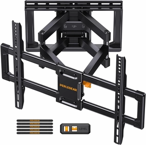 Perlegear UL Listed Full Motion TV Wall Mount for 42-85 inch TVs up to 132 lbs, TV Mount with Dual Articulating Arms, Tool-Free Tilt, Swivel, Extension, Leveling, Max VESA 600x400mm, 16" Studs, PGLF8 speaker wall mount,audio bracket,AV wall mounting,