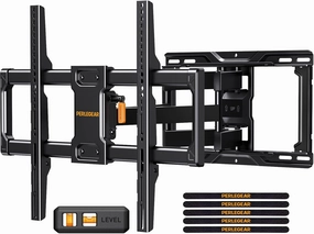 Perlegear UL Listed Full Motion TV Wall Mount for Most 4284 inch Flat Curved TVs up to 132 lbs, 12/16 Wood Studs, Bracket with Articulating Arms, Swivel, Tool-Free Tilt, Max VESA 600x400mm PGLF12 speaker wall mount,audio bracket,AV wall mounting,