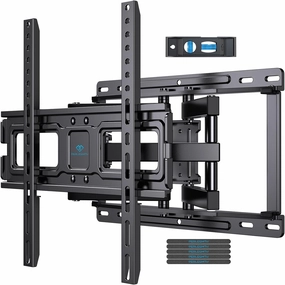 PERLESMITH TV Wall Mount Full Motion for 32-65 Inch Flat Curved Screen TVs, Mount with Swivels Tilts Extension Dual Articulating Bracket Arms Supports TV up to 99 lbs Max VESA 400x400, PSMFK9 wall mount TV,bracket for speakers,TV mount system,