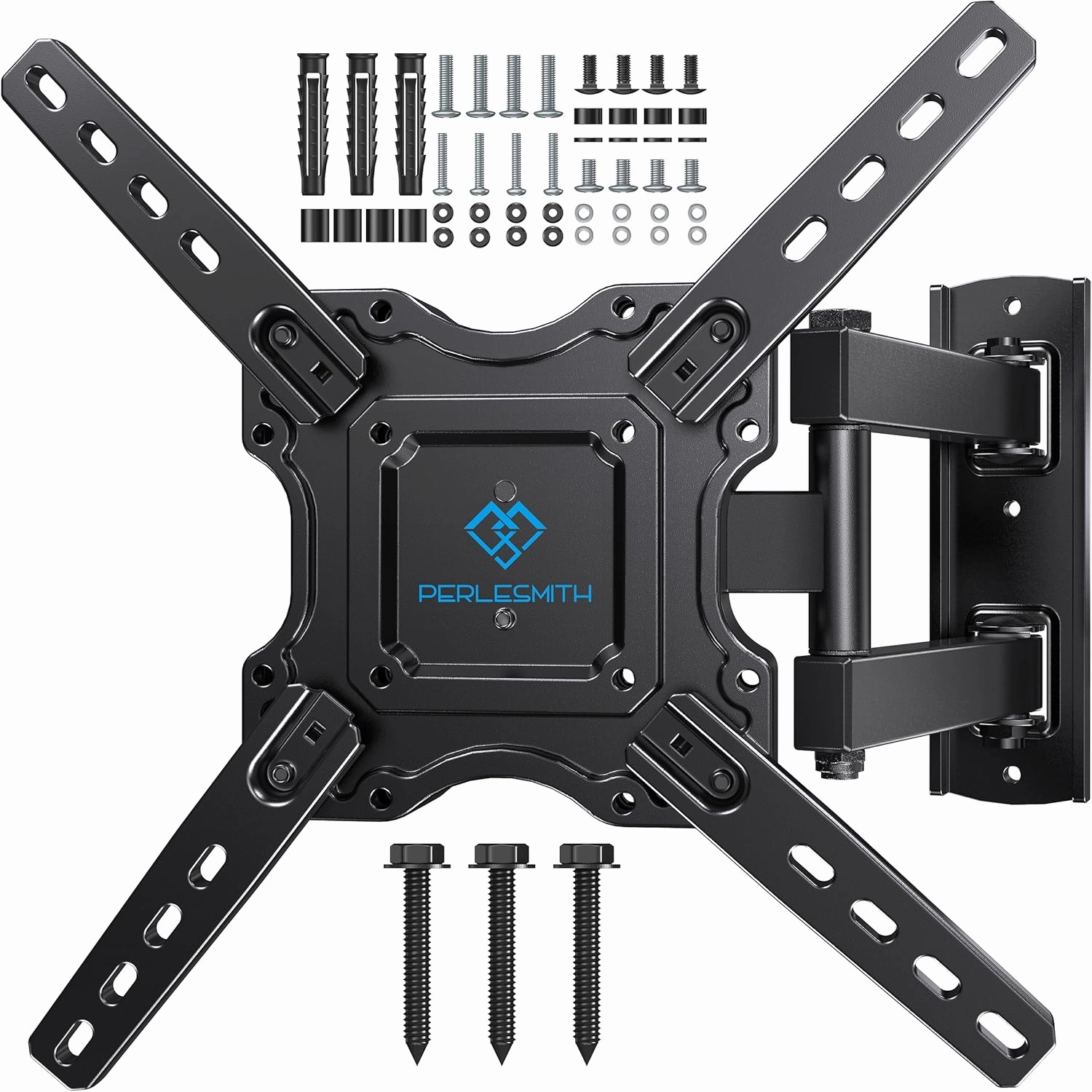PERLESMITH UL Listed Full Motion TV Wall Mount for Most 26-60 inch Flat Curved OLED 4K TVs up to 77lbs, Wall Mount TV Bracket with Swivel & Extension Arm, Tilt, Leveling, Max VESA 400x400mm, PSMFK12 speaker wall mount,audio bracket,AV wall mounting,