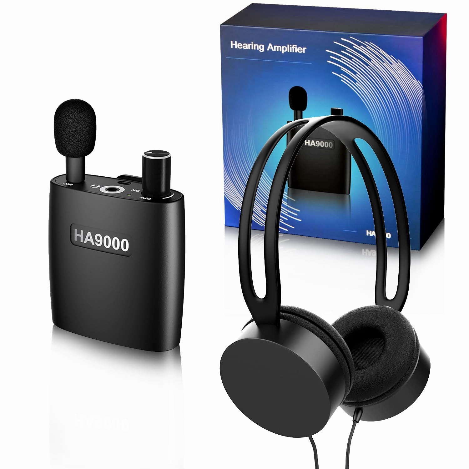 Personal Sound Amplifier PSAP the Latest Gen Model HA9000, Rechargeable Hearing Aid Device Hearing Amplifier with Headphones, Detachable Microphone, Type-C Charging for Seniors, Adults, Elderly headphone amplifier,portable amp,desktop headphone amp,