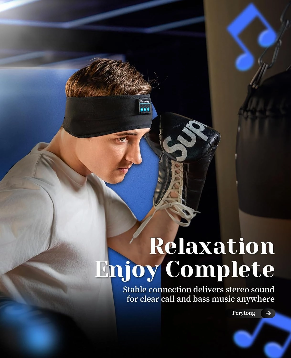 Perytong Sleep Headphones Wireless, Bluetooth Sports Headband Headphones with Ultra-Thin HD Stereo Speakers, Unisex, Perfect for Sleeping,Workout,Jogging,Yoga,Insomnia, Air Travel, Meditation