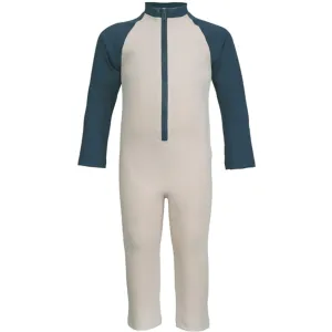 Petit Crabe Latte/Blue Multi Color Onesie with Zipper