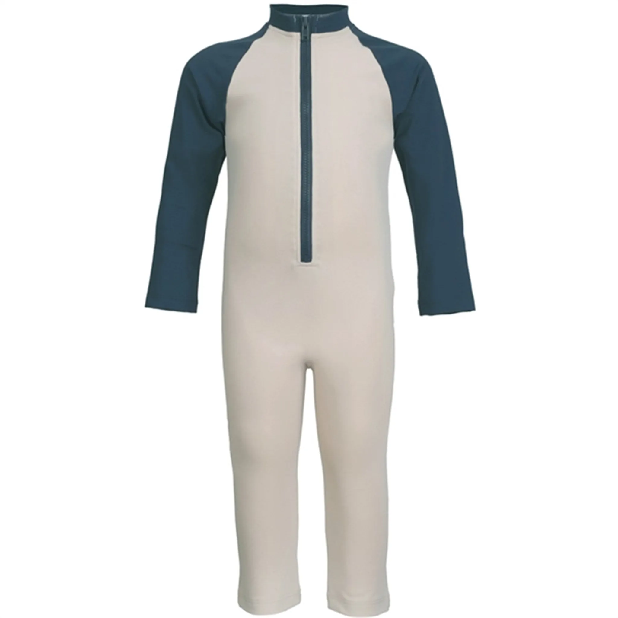 Petit Crabe Latte/Blue Multi Color Onesie with Zipper