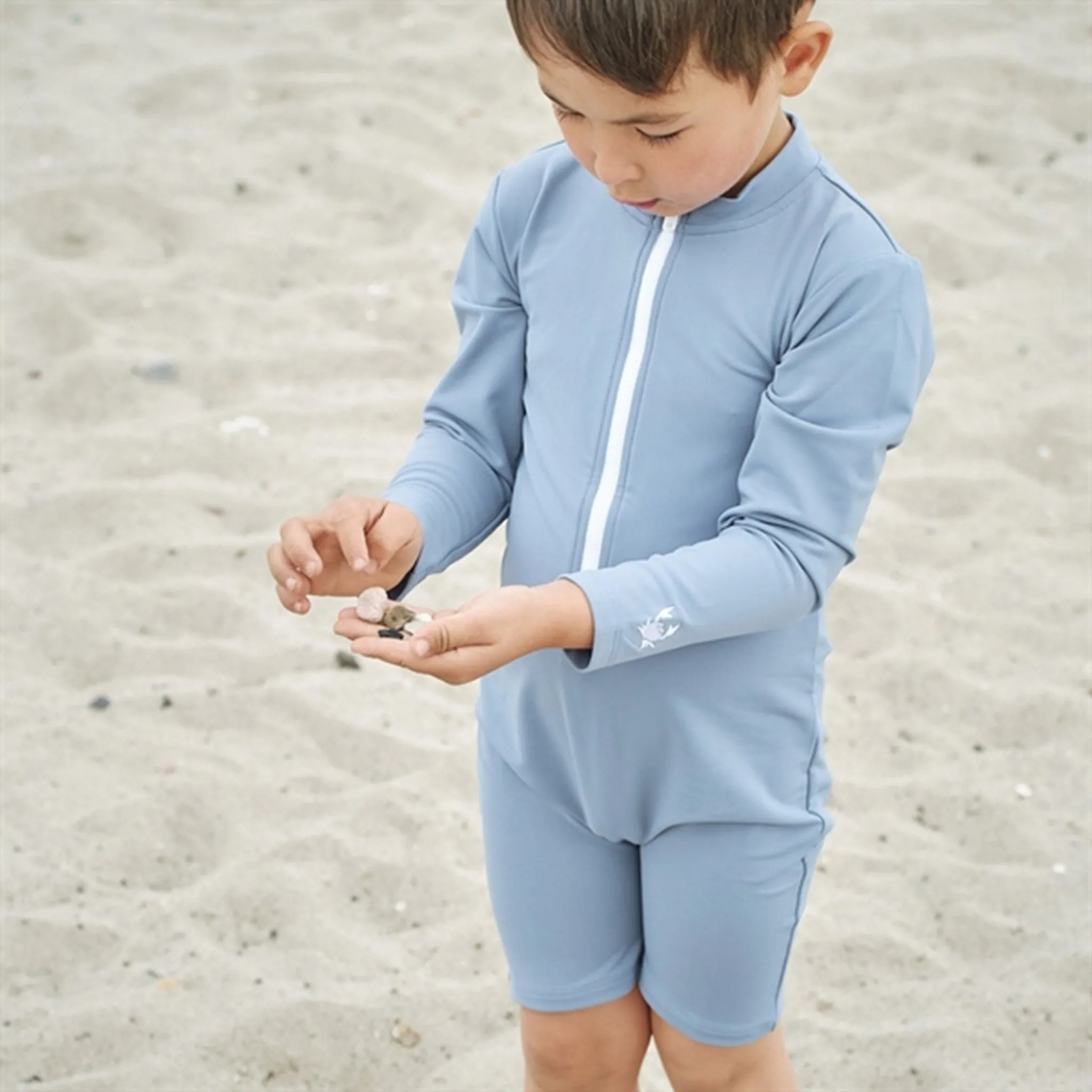 Petit Crabe Petrol Combi Onesie with Zipper
