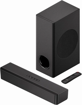 PHEANOO 2.1 Compact Sound Bars for TV with Subwoofer, HDMI ARC/Bluetooth 5.0/Optical/AUX/RCA Connection, Remote Control, Adjustable Bass, Wall Mountable  P15, 140W, 16 inch, Black soundbar,TV speaker bar,home theater soundbar,