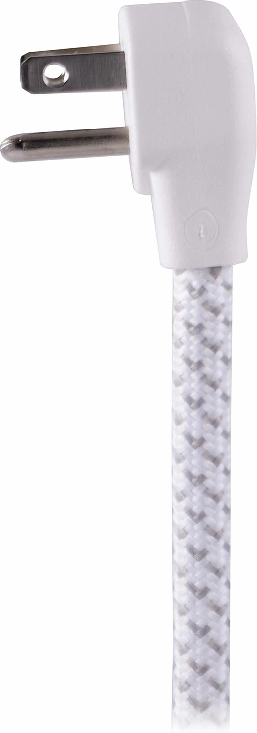 Philips 6 Outlet Power Strip Surge Protector, 6 Ft Power Cord, Designer Braided Extension Cord, Flat Plug, Perfect for Office or Home Dcor, 1080 Joules, White, SPC3054WA/37