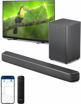 PHILIPS B5309 Soundbar 2.1 with Wireless Subwoofer and Immersive DTS Virtual:X Audio Technology - 240W Max Power, Deep Bass, Bluetooth 5.4, Four EQ Modes, HDMI ARC and USB connectivity - Dark Grey soundbar,TV speaker bar,home theater soundbar,