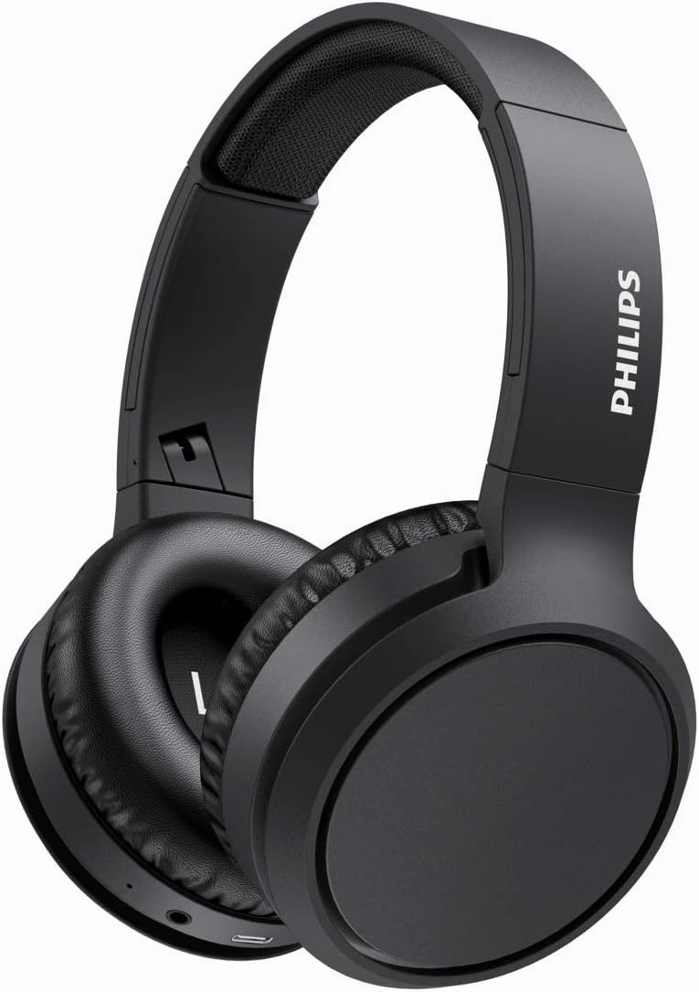 PHILIPS H5205 Over-Ear Wireless Headphones with 40mm Drivers, Lightweight Cushioned Headband, Black reference headphones,neutral sound headphones,monitor headphones,