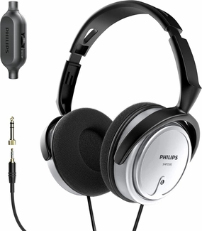 PHILIPS Over Ear Wired Stereo Headphones for Podcasts, Studio Monitoring and Recording Headset for Computer, Keyboard and Guitar with 6.3 mm (1/4") Add On Adapter- Silver over-ear headphones,closed back headphones,wireless studio cans,
