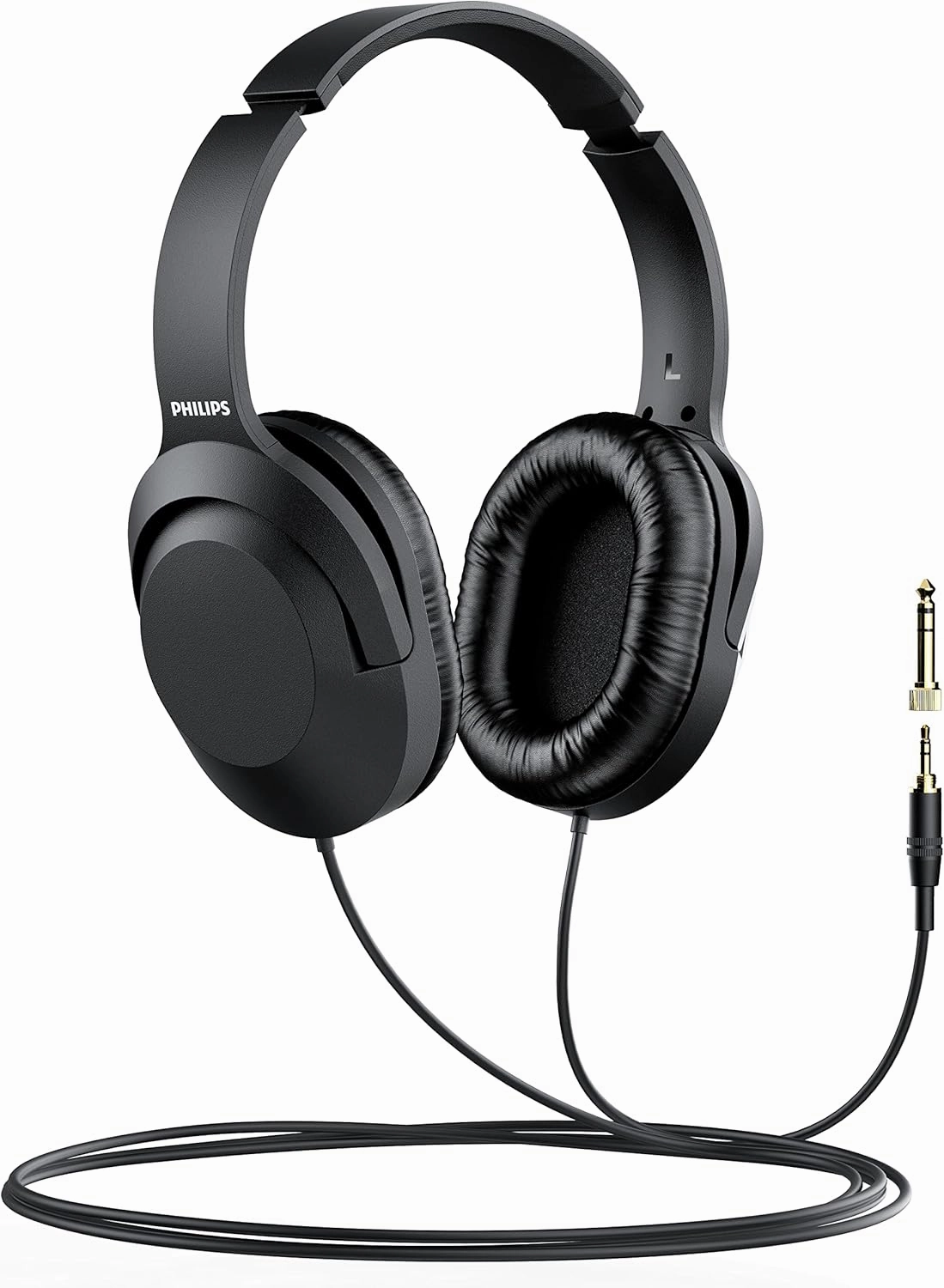 Philips Over Ear Wired Stereo Headphones for Podcasts, Studio Monitoring and Recording Headset for Computer, Keyboard and Guitar with 6.3 mm (1/4") Add On Adapter