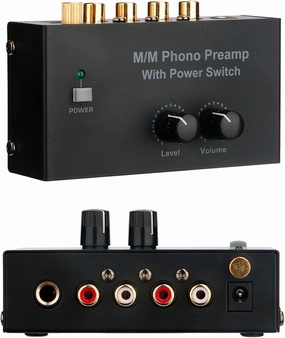 Phono Preamp, 1 in 2 Out RCA Splitter, Turntable Stereo RCA Input, External 2 Channel 6.35mm TRS & 3.5mm Headphone Amplifier Speakers phono preamp,turntable amplifier,record player preamp,