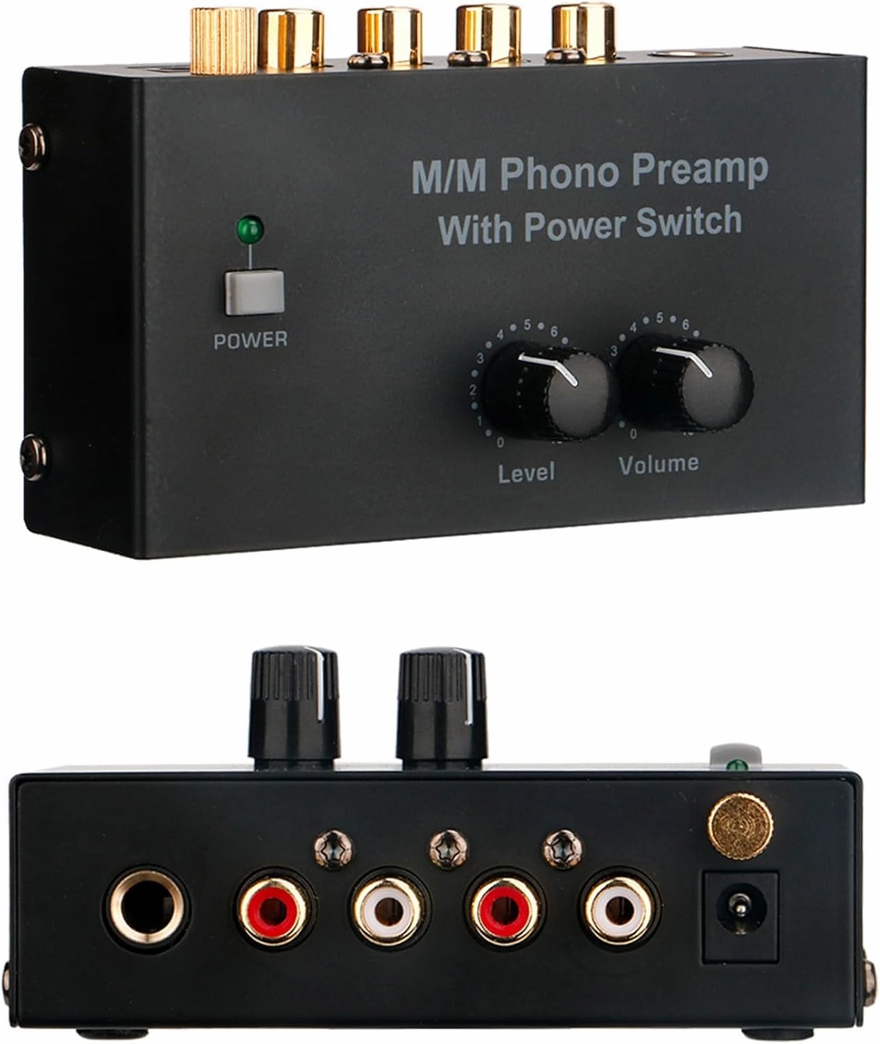 Phono Preamp, 1 in 2 Out RCA Splitter, Turntable Stereo RCA Input, External 2 Channel 6.35mm TRS & 3.5mm Headphone Amplifier Speakers phono preamp,turntable amplifier,record player preamp,