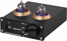 Phono Preamp, Mini Stereo Audio Hi-Fi Preamplifier, with Vacuum Tube, Features Volume Control and Bass/Treble Control, for MM Turntable Phonograph and Record Player phono preamp,turntable amplifier,record player preamp,