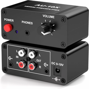 Phono Preamp, Mini Stereo Audio Preamplifier, Headphone Amplifier, Phonograph Preamp for Turntable Pre amp, Gain 20dB, Dual OP AMP NE5532, RCA 3.5mm Input to RCA 3.5mm Output phono preamp,turntable amplifier,record player preamp,