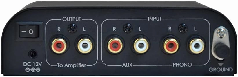 Phono Preamp Turntable,Stereo AUX Turntable / Phono Preamp Preamplifier input selector Controller, Low Noise Operation (Black AUX/Phono)