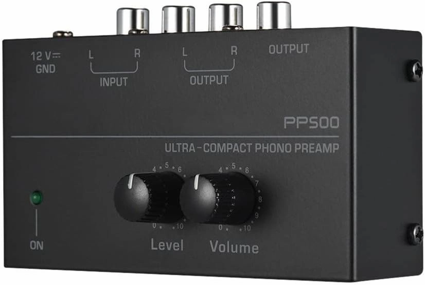 Phono Turntable Preamp-Mini Audio Stereo PhonographSeparate DC 12V Power Adapter, RCA Input, RCA Output & Low Noise preamp,Portable, Independent Knob Control Operation -Depusheng PP500, Black phono preamp,turntable amplifier,record player preamp,