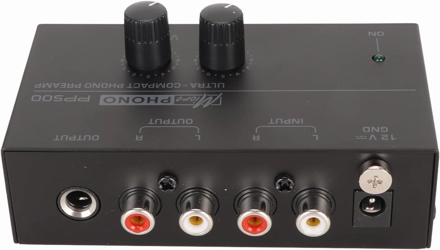 Phono Turntable Preamp, Phono Preamplifier 100240V Input Plug and Play Ultra Low Noise Compact 1/4in Output for Record Player (US Plug)