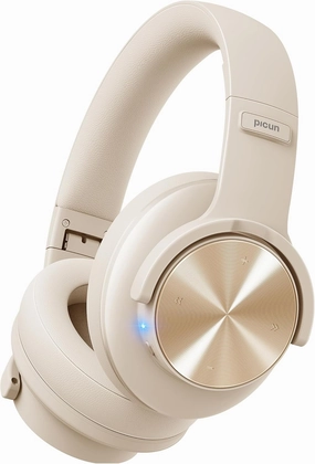 Picun B8 Bluetooth Headphones, 120H Playtime Headphone Wireless Bluetooth with 3 EQ Modes, Low Latency, Hands-Free Calls, Over Ear Headphones for Travel Home Office Cellphone PC Khaki White over-ear headphones,closed back headphones,wireless studio cans,