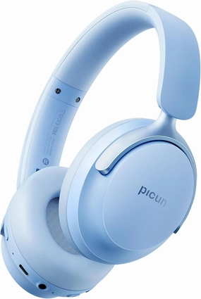 Picun NC60 Hybrid Active Noise Cancelling Headphones, Foldable Wireless Over Ear Bluetooth 5.4 Headphones, 80H Playtime, Transparency Mode, Stereo Bass, Custom EQ via App for Travel Home Lake Blue over-ear headphones,closed back headphones,wireless studio 