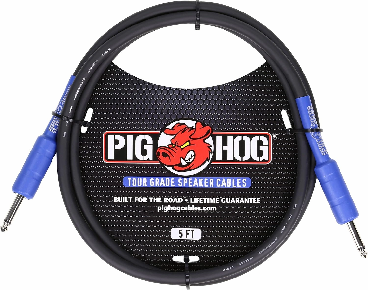Pig Hog PHSC5 High Performance 14 Gauge 9.2mm 1/4" Speaker Cable, 5 Feet , Black speaker cable,audio wire,hi-fi speaker cord,