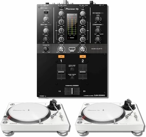 Pioneer DJM-250MK2 2-channel DJ Mixer with Pioneer PLX-500 White Direct Drive Turntables (Pair) direct-drive turntable,DJ turntable,hi-torque vinyl deck,