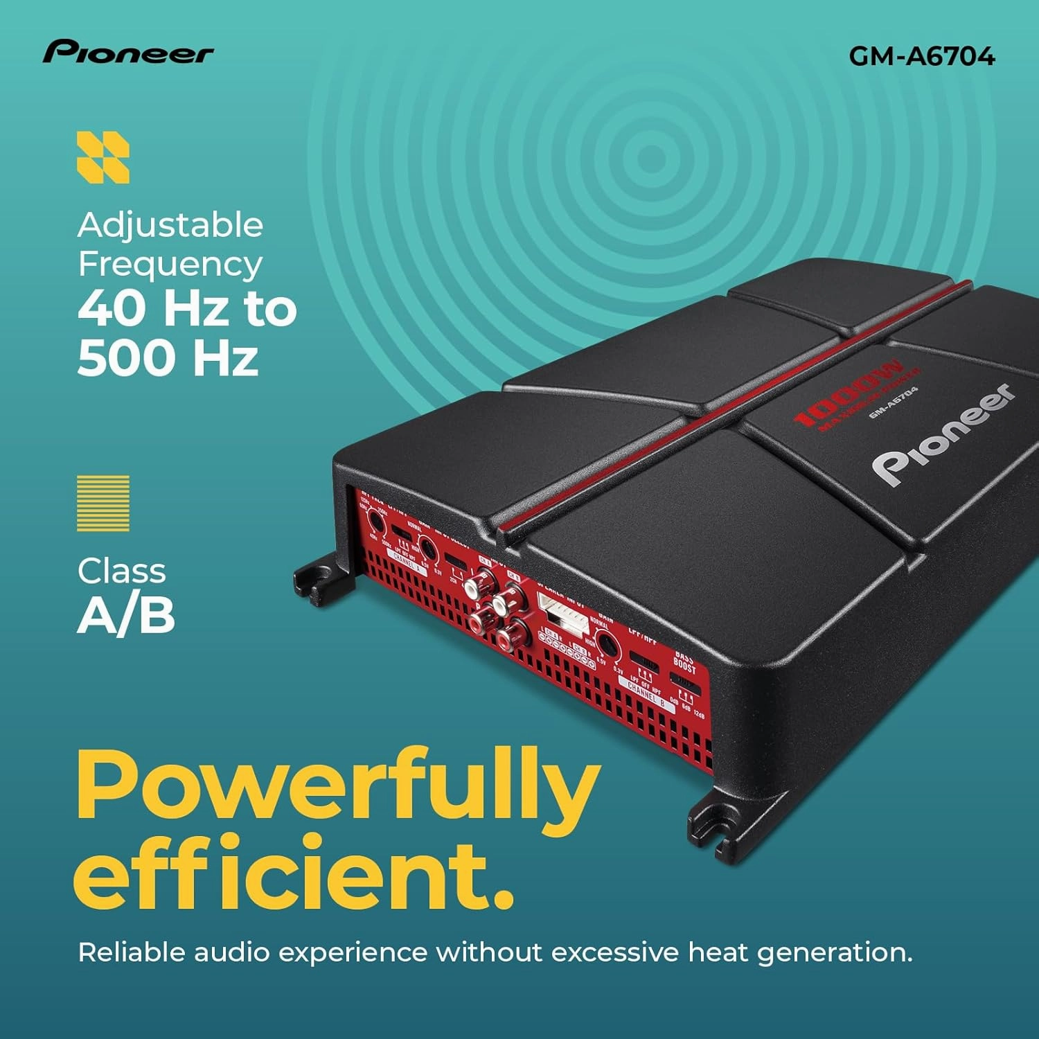 Pioneer GM-A6704 4-Channel Bridgeable Car Amplifier - 1000W Max Power, Class AB
