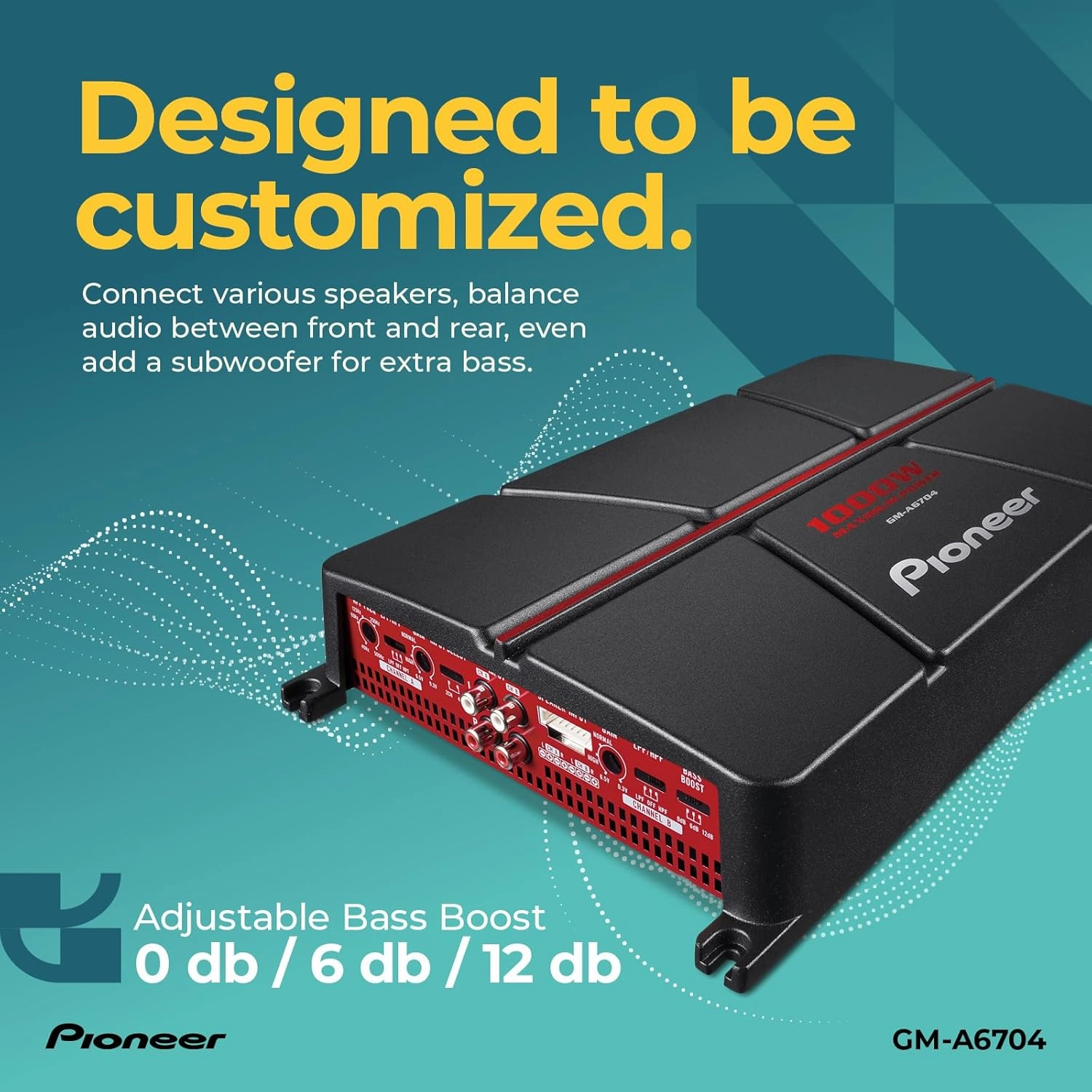 Pioneer GM-A6704 4-Channel Bridgeable Car Amplifier - 1000W Max Power, Class AB