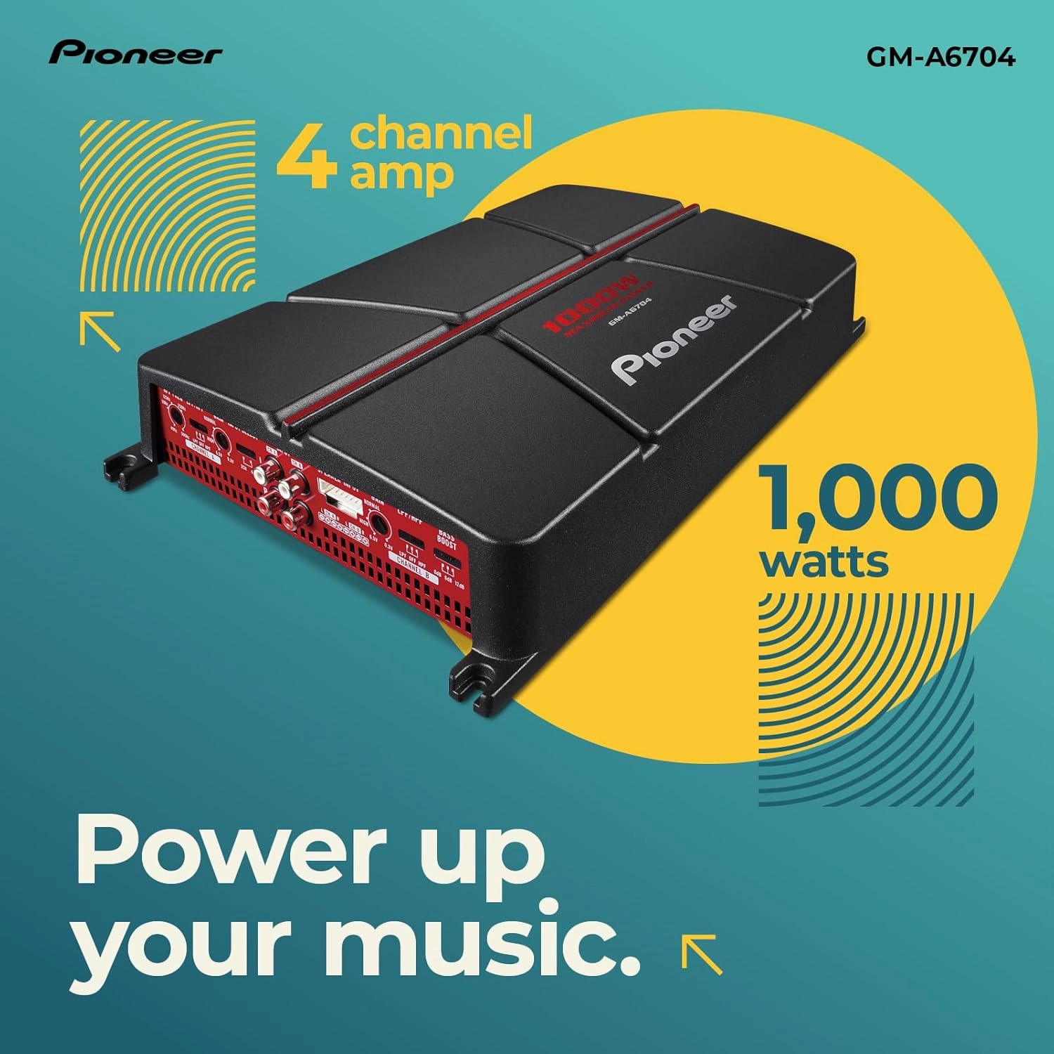 Pioneer GM-A6704 4-Channel Bridgeable Car Amplifier - 1000W Max Power, Class AB