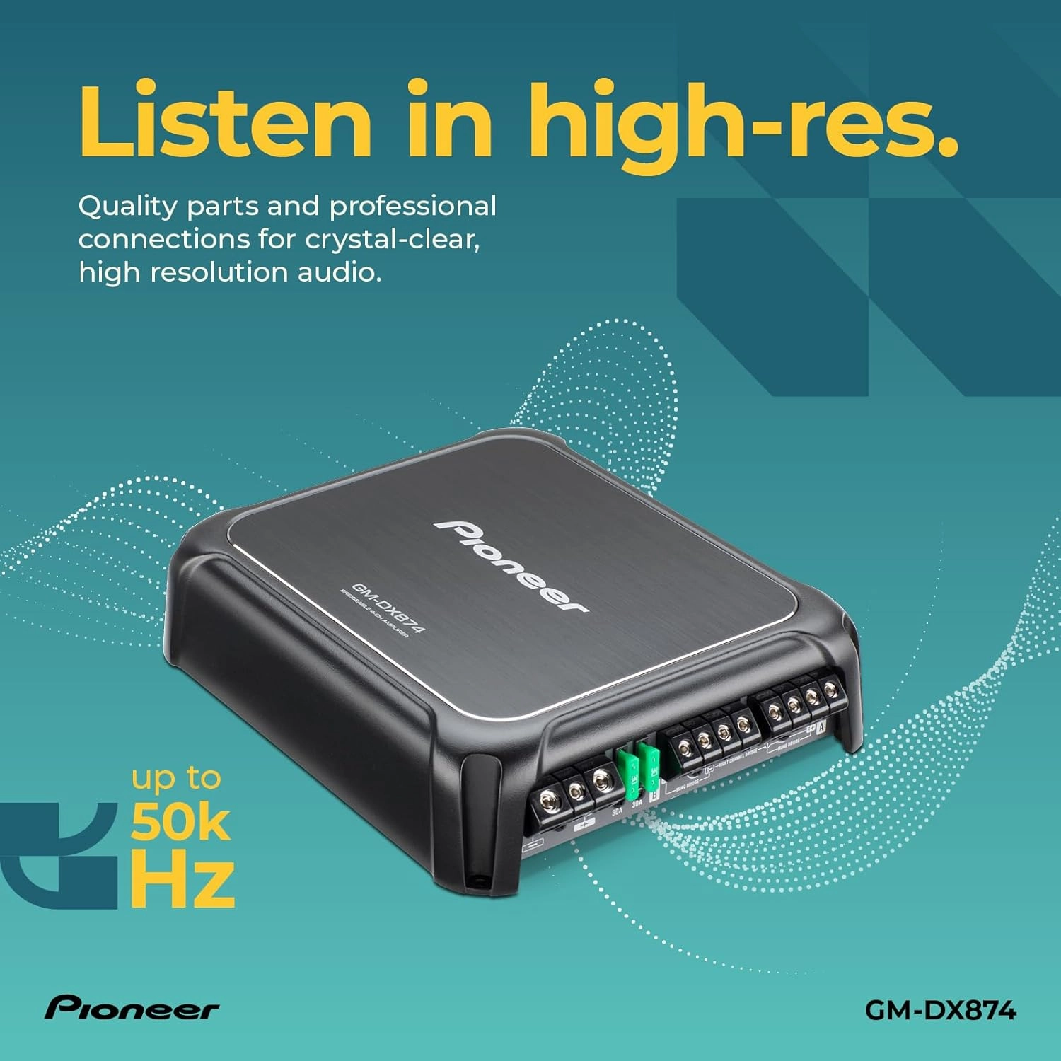 Pioneer GM-DX874 1,200 Watts Class D Powerhouse Amplifier, 4-Channel Amp, Variable Low-Pass Filter, Compact Design, and Remote Bass Boost Control