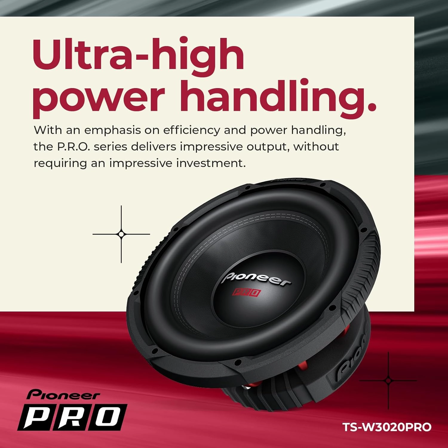Pioneer TS-W3020PRO, Car Audio Speakers, Full Range, Clear Sound Quality, Easy Installation and Enhanced Bass Response, 12 Speakers