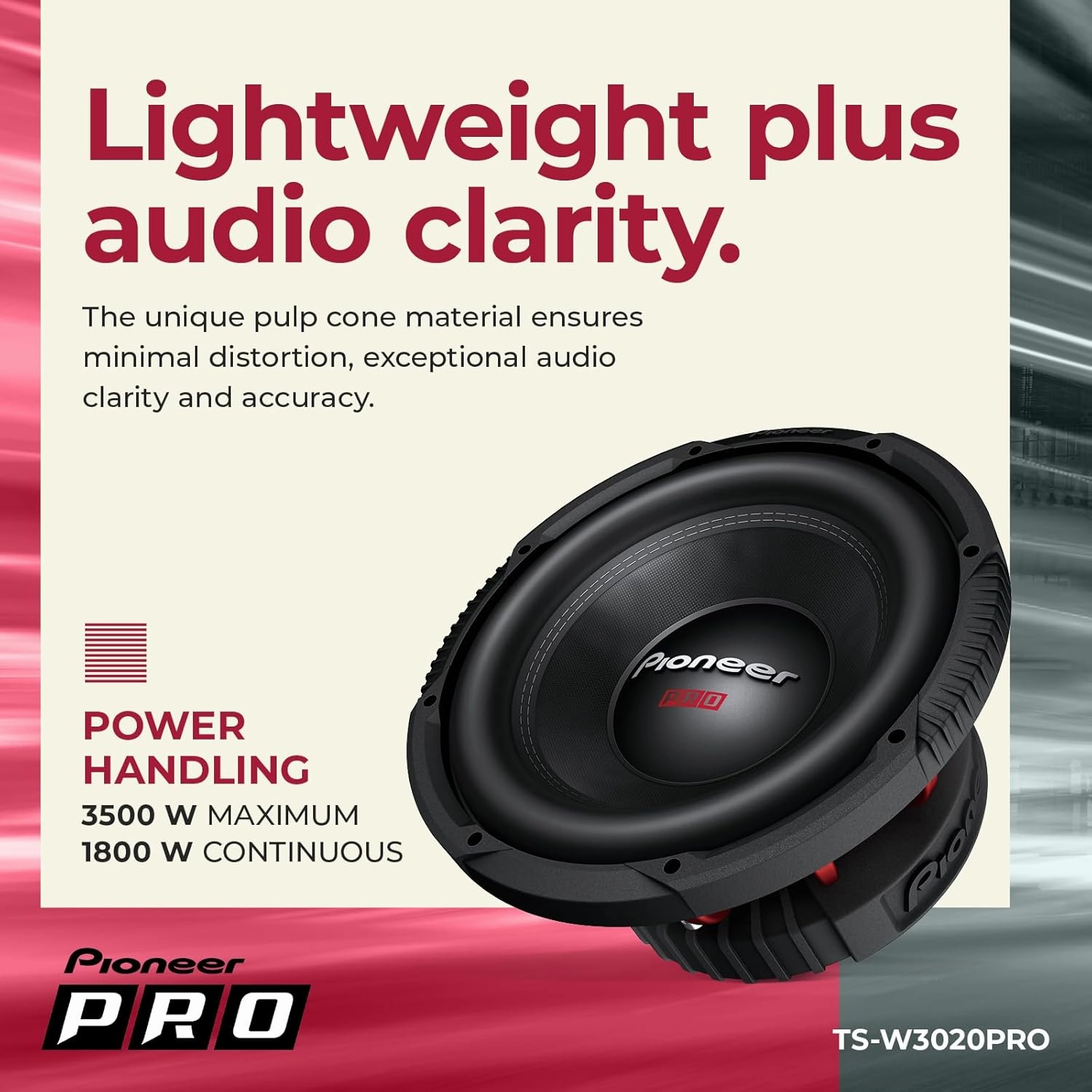Pioneer TS-W3020PRO, Car Audio Speakers, Full Range, Clear Sound Quality, Easy Installation and Enhanced Bass Response, 12 Speakers