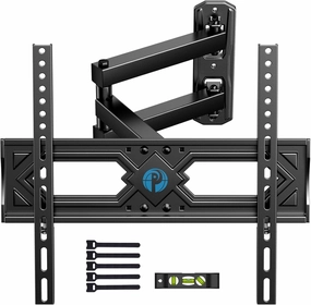 Pipishell Full Motion TV Wall Mount for 26-60 Inch Flat Curved TVs, Heavy Duty Single Articulating Arms TV Bracket Up to VESA 400x400mm and 77lbs, Support Swivel, Tilt, Level Adjustment speaker wall mount,audio bracket,AV wall mounting,