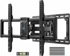 Pipishell Full Motion TV Wall Mount for 42-85 inch Flat Screen LED TV up to 132lbs Swivel Dual Articulating Arms Mount, Tool-Free Tilt Bracket Max VESA 600x400mm, Fits 8 12 16" Wood Studs wall mount TV,bracket for speakers,TV mount system,