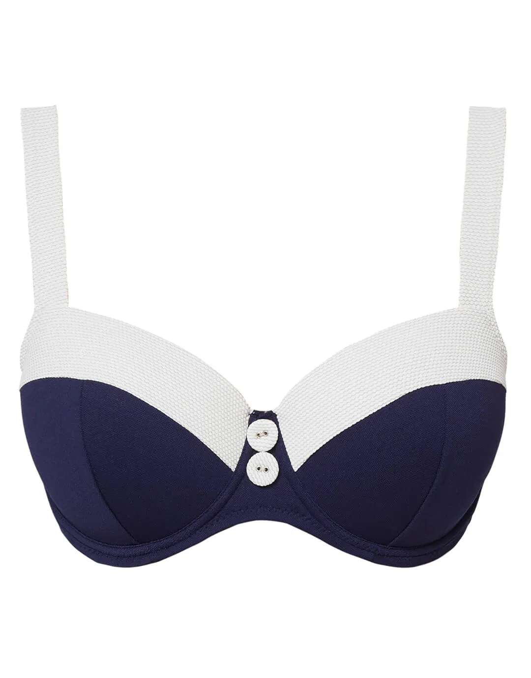 Pitusa Balcony Bikini Top - Navy and White