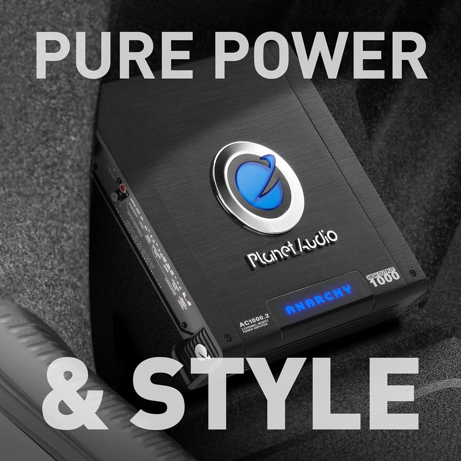 Planet Audio AC1000.2 Anarchy Series 2 Channel Class A/B Car Amplifier - 1000 High Output, 2-4 Ohm, High/Low Level Inputs, High/Low Pass Filter, Full Range, Bridgeable, Hook Up to Subwoofer for Bass
