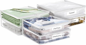 Plastic Storage Bags with Easy-Glide Zipper, Pack of 6, Durable Clear Vinyl Zippered Storage Bags for Clothes Sweaters Comforters Blankets Sheets Bedding (10.5 x 10.5 x 2.5 Inch) vinyl storage,record holder,LP organizer,