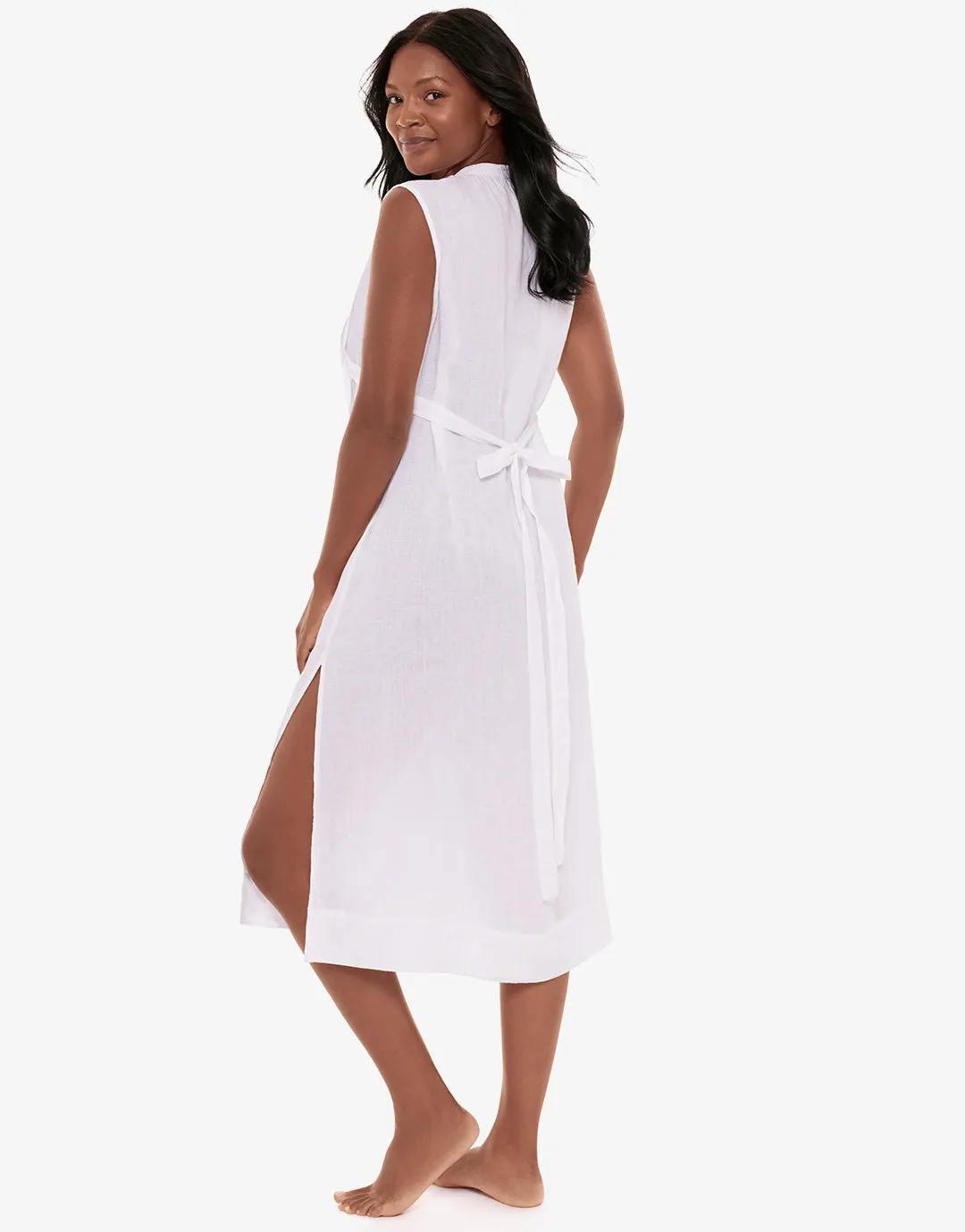 Pleated Beach Dress - White