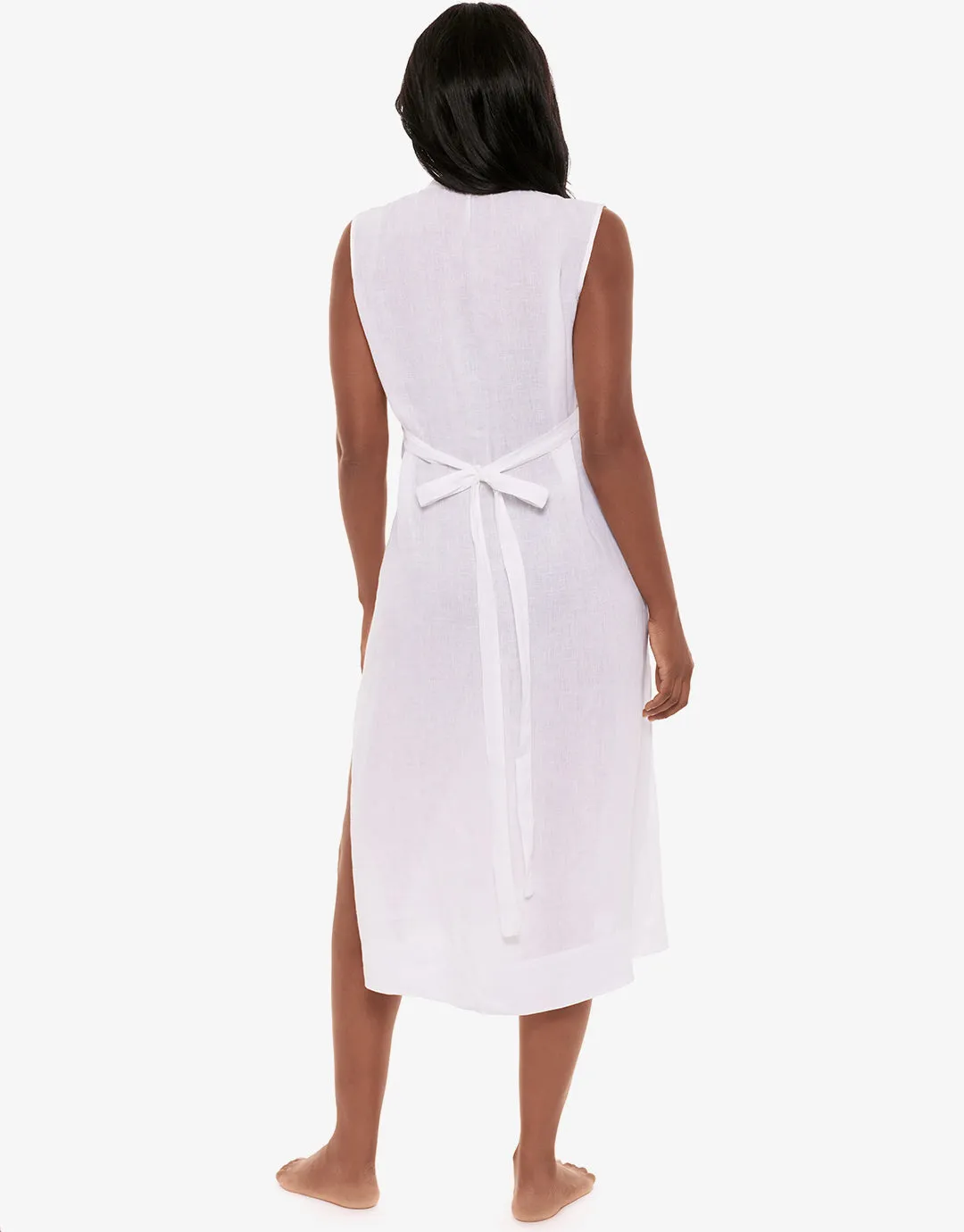 Pleated Beach Dress - White