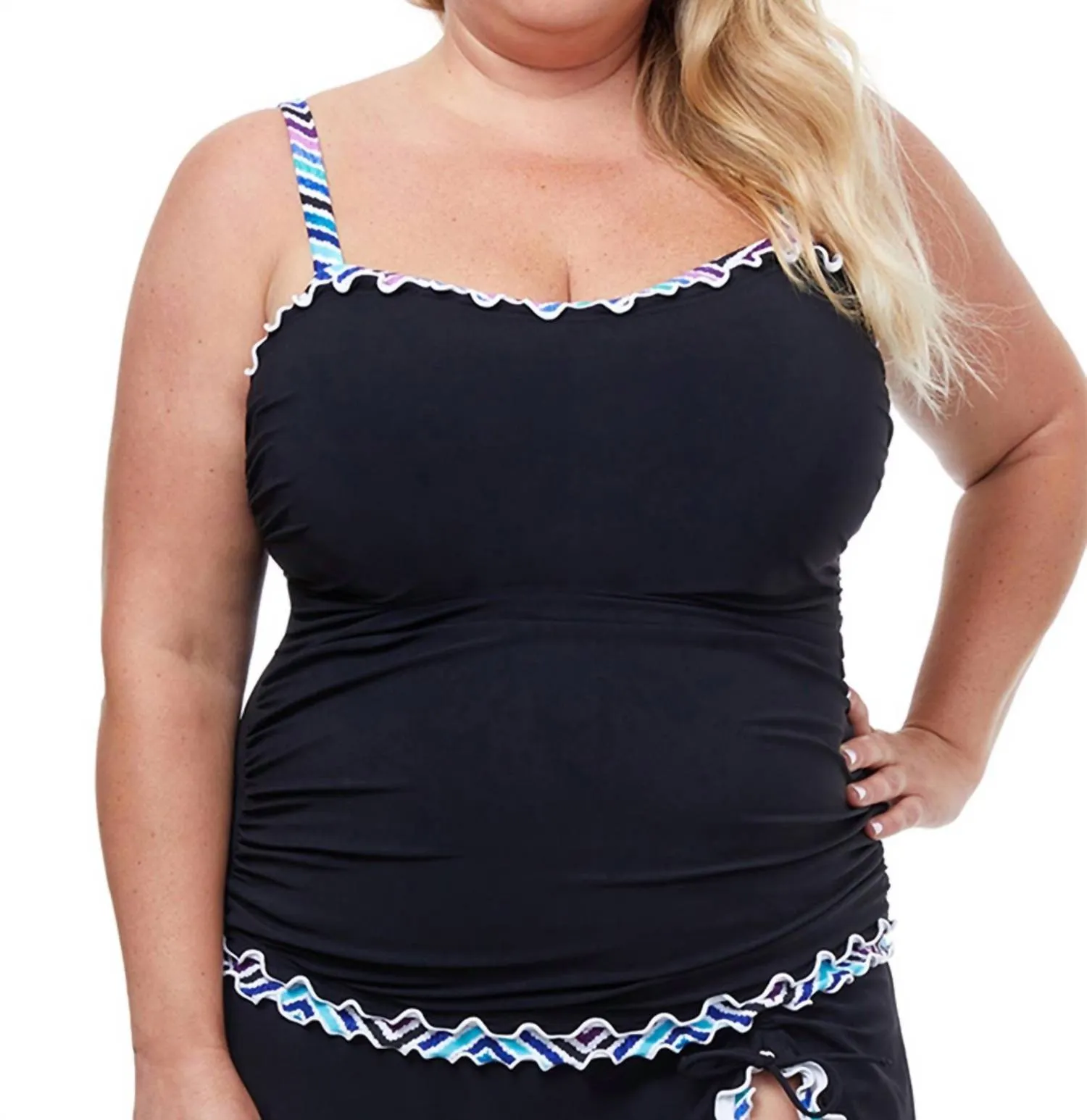 Plus Size Sweetheart Underwire Tankini Top In Tempo Black