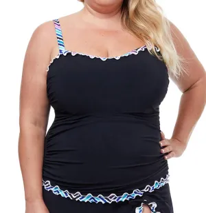 Plus Size Sweetheart Underwire Tankini Top In Tempo Black