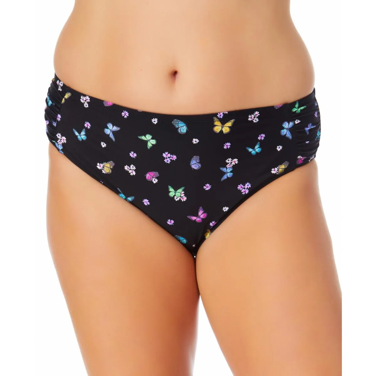 Plus Womens Printed Ruched Swim Bottom Separates