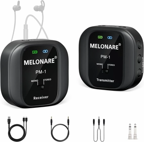PM-1 Wireless In-Ear Monitor System - UHF 500MHz, No Delay, HD Audio, Beltpack Transmitter & Receiver, 10 Channels, Mono/Stereo Selection, IEM for Live Performance, Studio, Bands in-ear monitors,hi-fi IEMs,studio earphones,
