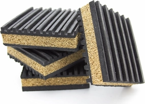 PneumaticPlus Anti Vibration Rubber & Cork isolation pads, Pack of 4 (3" X 3" X 7/8") isolation pads,speaker feet,vibration dampeners,