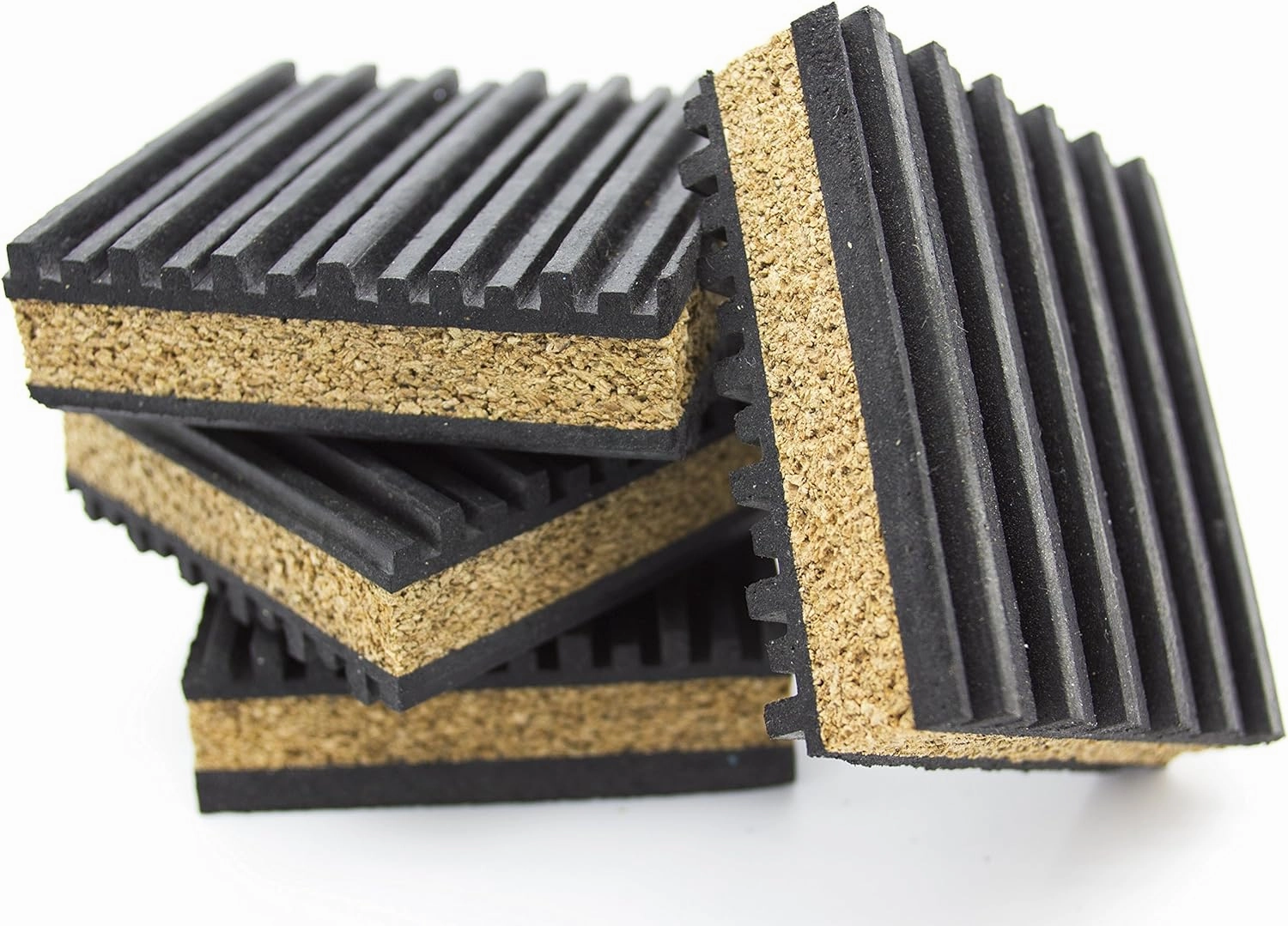 PneumaticPlus Anti Vibration Rubber & Cork isolation pads, Pack of 4 (3" X 3" X 7/8") isolation pads,speaker feet,vibration dampeners,