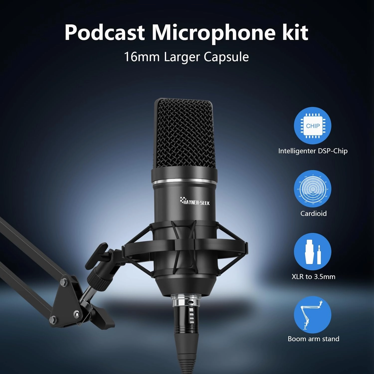 Podcast Equipment Bundle, Audio Interface with DJ Mixer and Condenser Microphone for PC/Laptop/Phone, Streaming/Recording/Podcasting